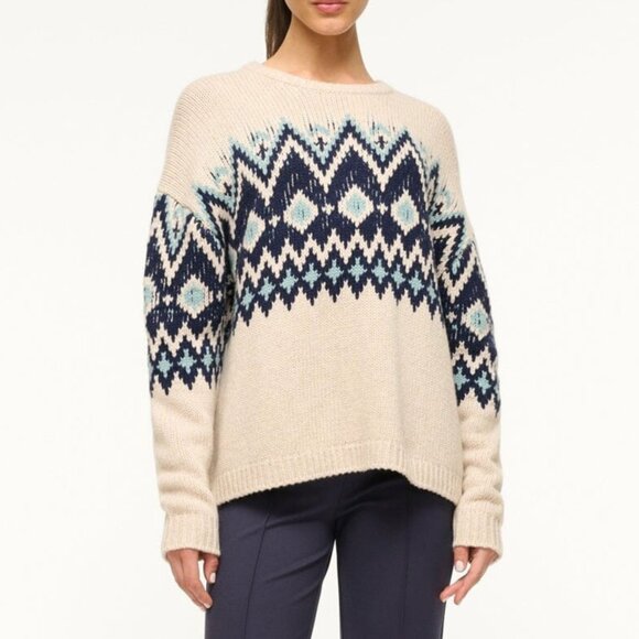 NWT STAUD Moritz Sweater - Oatmeal Multi Fairisle - Picture 2 of 7